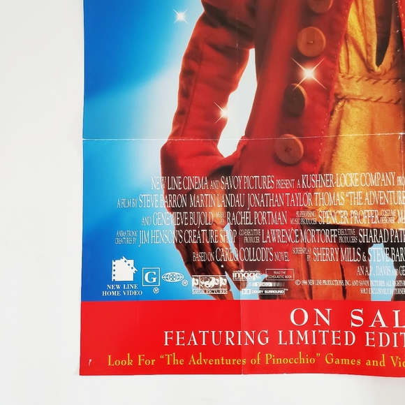 Vintage 90s JTT Jonathan Taylor Thomas Pinocchio DVD/VHS Movie Wall Poster - Picture 10 of 15